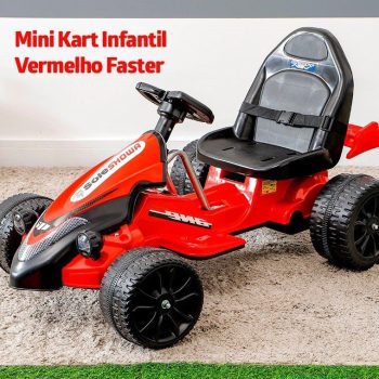 Mini Kart Elétrico Infantil 6V Vermelho Faster - brink+