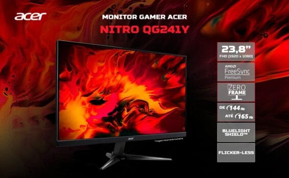 Monitor Led 23,8" Acer Nitro Qg241y P Gamer / Fhd / 1ms / Vesa / Hdmi / Dp