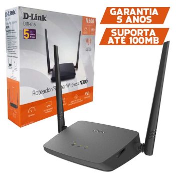 Roteador D-Link 300Mbps, Dual Antena 5dBi, IPv6, Modo Repetidor, Bivolt, Preto - DIR-615