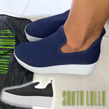 Slip On Flatform Santa Lolla Malha Preto