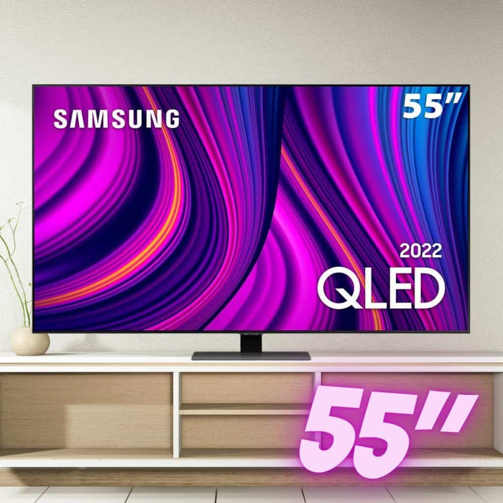 Smart Tv 55 Qled 4k Samsung Q80b Modo Game Processador Com Ia Som Em Movimento Tela Sem