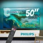 Smart TV Android Philips 50" 4K Ambilight 50PUG7907/78 - Comando de Voz, Dolby Vision/Atmos, VRR/ALLM, Bluetooth