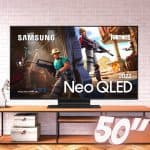 Smart TV Samsung 50 Polegadas Gaming Neo QLED 4K, 4 HDMI, Bluetooth, Wi-Fi, 144Hz, IA, HDR 10+, Alexa, Preto - QN50QN90BAGXZD