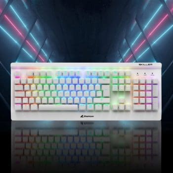 Teclado Gamer Sharkoon Shark Skiller Mech SGK3, RGB, Switch Kailh Red, Branco - SKILLER-SGK3-RGB-red