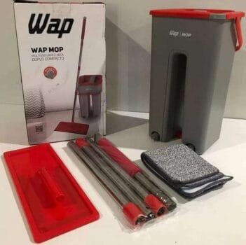WAP MOP Balde Multiuso Duplo Compacto Lava e Seca 8 Litros Flat com Refil de Microfibra