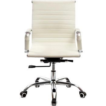 Cadeira de Escritorio Esteirinha Giratoria com Pes Cromados Branca - Office Basics