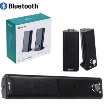 CAIXA DE SOM 2.0 DUAL BASIC 6W - FONE E MICROFONE - CXDU-BSIC, Vinik, Preto