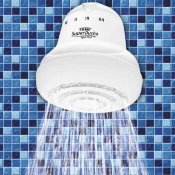 Chuveiro Elétrico Fame Super Ducha Quattro 110V - 5400W Branco Multitemperatura com Chuveirinho