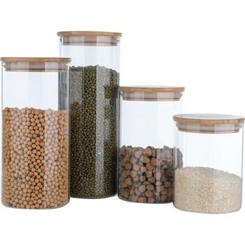 Conjunto de Potes de Vidro 4 Peças 700 mL / 1000 mL / 1300 mL / 1700 mL - Casual Home