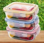 Conjunto de potes de vidro herméticos 640ml com respirador 3 unidades - Casual Home