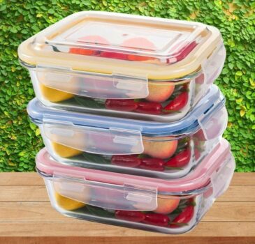 Conjunto de potes de vidro herméticos 640ml com respirador 3 unidades - Casual Home