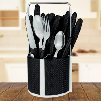 Conjunto de Talheres Varanda Gourmet Diamond, 24 peças, Preto, Euro