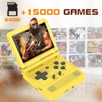 Console Game PowKiddy V90, dobrável, tela 3 com som - diversos emuladores, incluindo PS1
