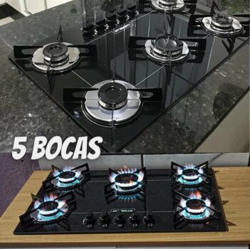 Cooktop 5 bocas Chamalux ultra chama preto T.C BIVOLT