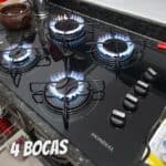 Cooktop a Gás Mondial, 4 Bocas, Bivolt, Preto/Inox - CTG-01