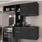 Cozinha Compacta com Armário e Balcão MP2002 Sofia Multimóveis Preta