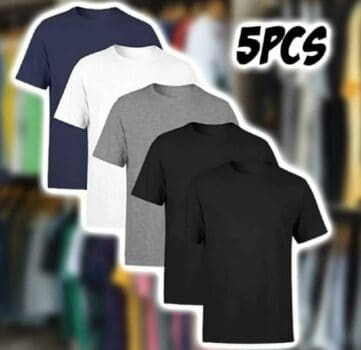 Kit 5 Camiseta Masculina Lisa Algodão Qualidade