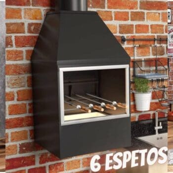 Kit Churrasqueira à Carvão de Parede Metávila 650C - para 6 Espetos + Carvão Vegetal Triplo S 2kg