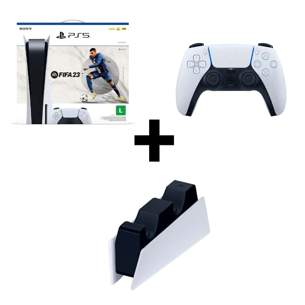 Comando PS5 Dualsense Branco + Jogo FIFA 23 (Código de Descarga na Caixa)