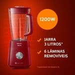 Liquidificador Philips Walita RI2240/41 3 Litros 5 Velocidades 1200W Vermelho – 220v
