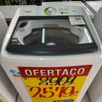 Máquina de Lavar Consul 15 kg Branca com Lavagem Econômica e Ciclo Edredom- CWH15AB