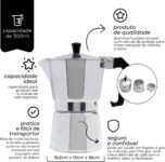 Mimo Style Italiana Expresso Cafeteira de Aluminio com Alça para 6 Cafézinhos, Prata, 300 ml