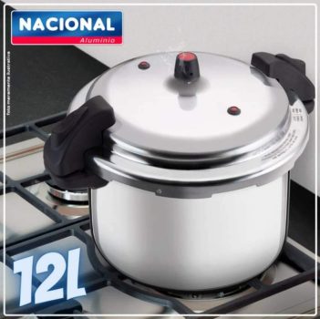 Panela de Pressão Nacional Alumínio Fechamento Externo Polida 12L