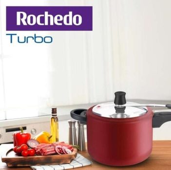 Panela de Pressão Rochedo Turbo Revestida Vermelha 4,5L Fechamento Interno