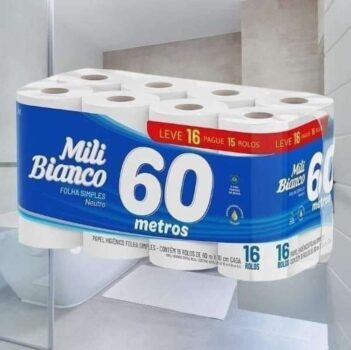 Papel Higiênico Folha Simples 60m Neutro L12P11 pacote com 12 rolos