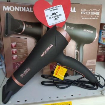 Secador de Cabelos Mondial, Black Rose, 110V, 2000W - SC-37