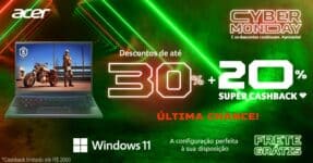 Site da ACER com 30% de Cashback pagando com o AME DIGITAL + Cupom de 10%