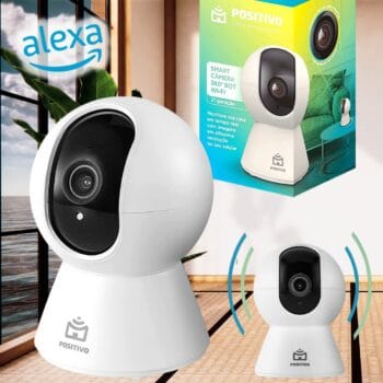 Smart Câmera Bot Wi-Fi 360° Positivo Casa Inteligente 2ª Geração, 1080p Full HD, 15 FPS, Detecção de Movimentos, Visão Noturna, Áudio Bidirecional - Bivolt, Compatível com Alexa