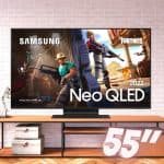 Smart TV 55" Neo QLED 4K Samsung Gaming 55QN90B Mini LED Painel até 120hz Processador com IA Som em Movimento Tela sem Limites Design Slim