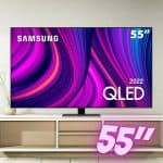 Smart TV 55" QLED 4K Samsung Q80B Modo Game Processador com IA Som em Movimento Tela sem Limites Visual Livre de Cabos Alexa built in