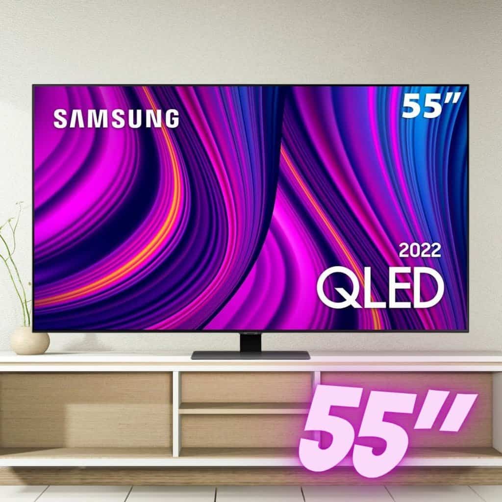 Smart TV 55" QLED 4K Samsung Q80B Modo Game Processador Com IA Som Em ...