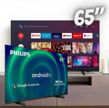 Smart TV 65 UHD 4K Philips 65PUG7406, Android TV, HDR10+, Dolby Vision, Dolby Atmos, Design Borderless e Bluetooth