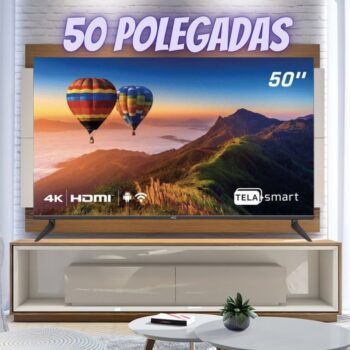 Smart TV LED 50" 4K HQ Conversor Digital Externo 3 HDMI 2 USB WI-FI Android 11 Design Slim