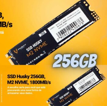 SSD 256 GB Husky Gaming, M.2 NVMe, Leitura: 1800MB/s e Gravação: 1300MB/s - HGML003