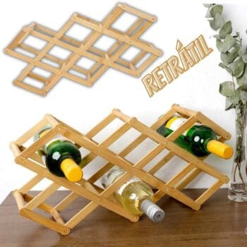 Suporte para Vinhos Retrátil - La Cuisine Linha Bambu