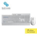 Teclado e Mouse 8200T Sem Fio Bluetooth 2.4 Ghz com Pilha Branco Rapoo - RA006