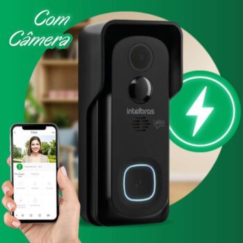 Campainha Inteligente Para Vídeo Porteiro Wi-Fi Allo w5 Preto Intelbras