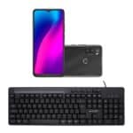 Combo Office - Smartphone Multilaser G Max 2 128GB Dual Chip Android 11 Preto e Teclado Com Fio Slot Conexão USB Preto - TC2620K