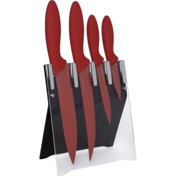 Conjunto de 4 Facas com Cepo Vermelho - La Cuisine