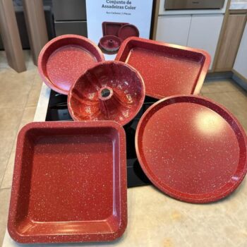Conjunto de Assadeiras em Aço Carbono 5 Peças Color Cinza Claro - La Cuisine