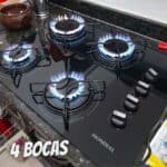 Cooktop 4 Bocas Mondial a Gás GLP Preto - CTG-01