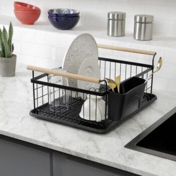 Escorredor de Louça com Porta Talheres e Alça Preto - La Cuisine