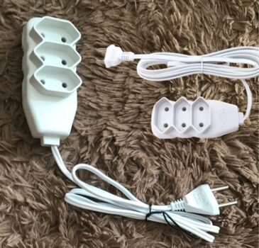 Extensão Slim 3 Tomadas Bipolar Bivolt 1 Metro Branco - Force Line