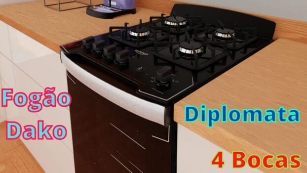 Fogão Dako Diplomata 4 Bocas Preto - Bivolt