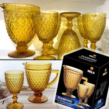 Jogo de Jarra e 6 Taças Diamond Ambar