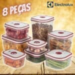 Jogo de Potes de Plástico Hermético Electrolux - com Tampa Quadrado 8 Peças